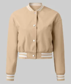 Mary Women's Beige Varsity Jacket-2