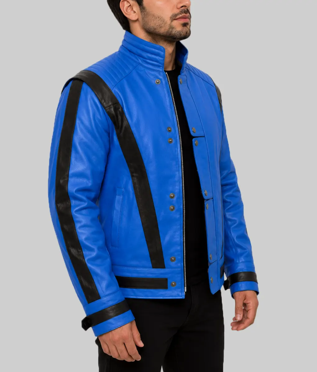 Michael Jackson Thriller Blue Leather Jacket | NYC Jackets