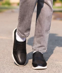 Nate Mens Black Casual Leather Sneakers - Mens Black Casual Leather Sneakers-5