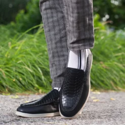 Ned Mens Black Dress Leather Loafers - Mens Black Dress Leather Loafers-2