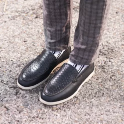 Ned Mens Black Dress Leather Loafers - Mens Black Dress Leather Loafers-5