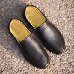 Nick Mens Black Dress Leather Loafers - Mens Black Dress Leather Loafers-6