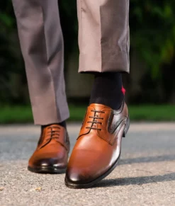 Noah Mens Brown Leather Derby Shoes - Mens Brown Leather Derby Shoes-1