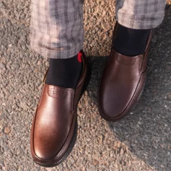 Oscar Mens Brown Dress Leather Loafers - Mens Brown Dress Leather Loafers-5