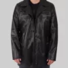 Pete Mens Black Leather Blazer - Mens Black Leather Blazer-4
