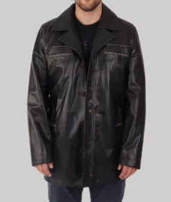 Pete Mens Black Leather Blazer - Mens Black Leather Blazer-4
