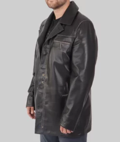 Pete Mens Black Leather Blazer - Mens Black Leather Blazer-1