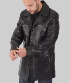 Pete Mens Black Leather Blazer - Mens Black Leather Blazer-2