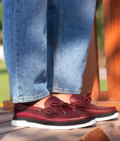 Zetes Red Casual Leather Loafers - Men's Red Casual Leather Loafers-1