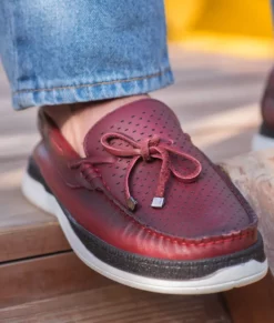 Zetes Red Casual Leather Loafers - Men's Red Casual Leather Loafers-3