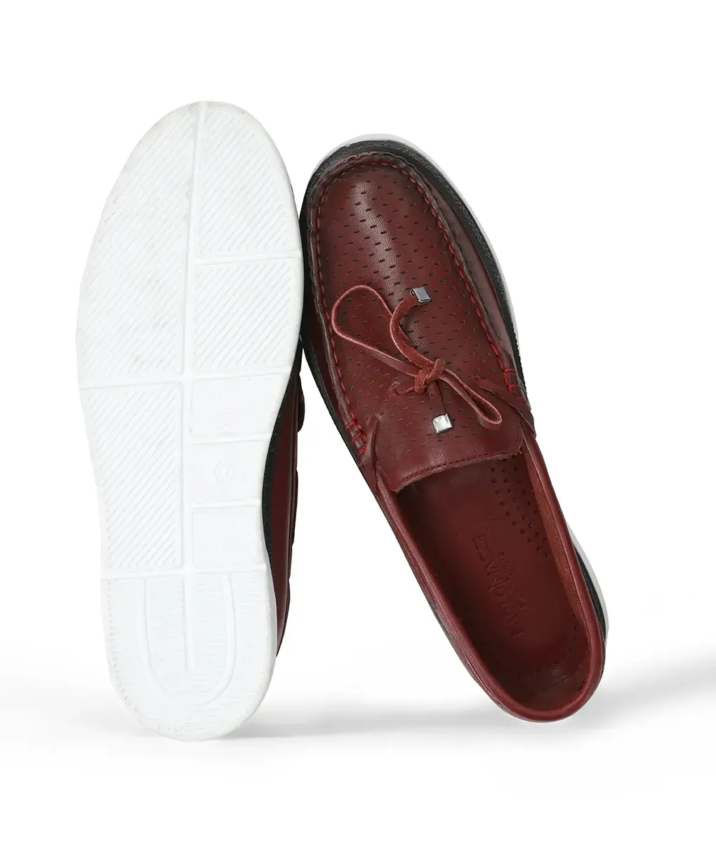 Zetes Red Casual Leather Loafers | NYC Jackets