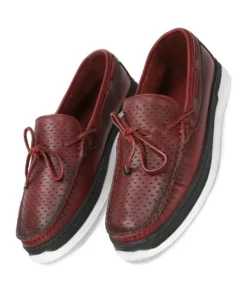 Zetes Red Casual Leather Loafers - Men's Red Casual Leather Loafers-8