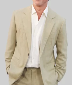 Brad Pitt Beige Suit-Front View