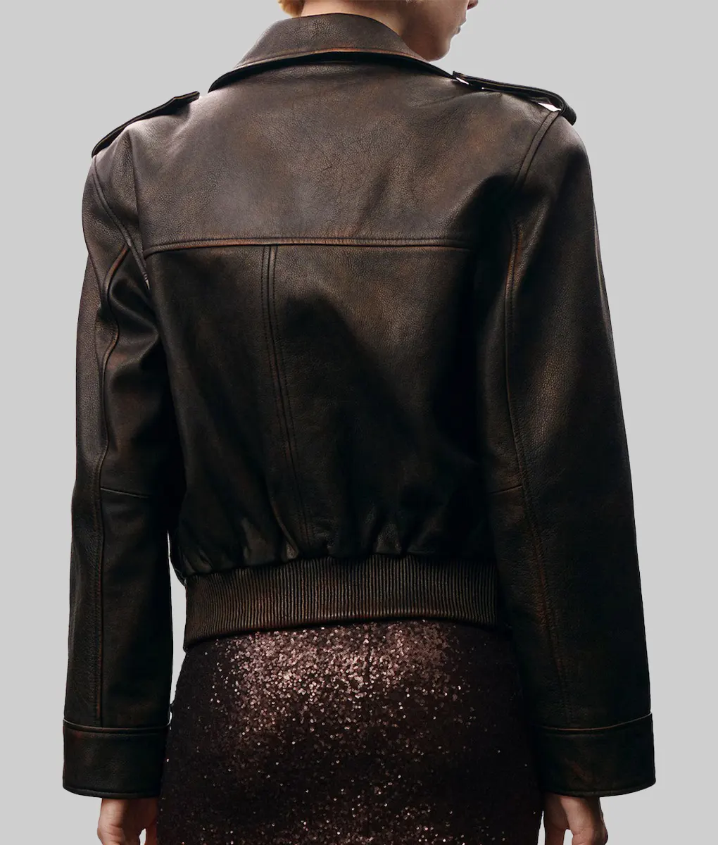 Brooks Nader Brown Leather Jacket-Back View