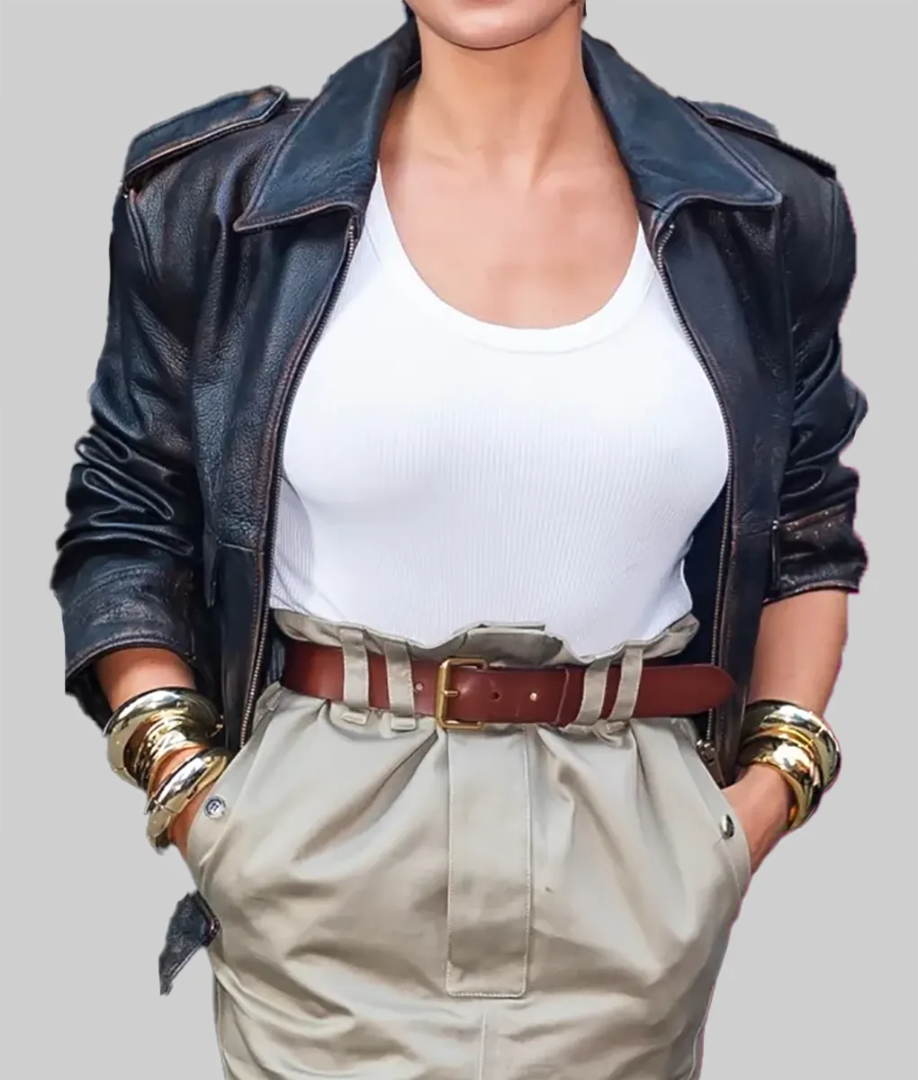 Brooks Nader Brown Leather Jacket-Front View