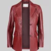 Camille Women's Red Leather Blazer-Generic