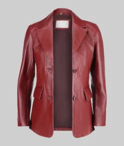 Camille Women's Red Leather Blazer-Generic