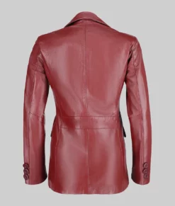 Camille Women's Red Leather Blazer-Generic
