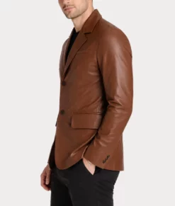 Carter Men's Classic Brown Leather Car Coat | Men's Brown Two