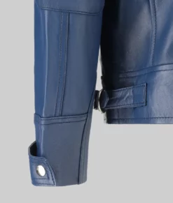 Greg Men's Blue Quilted Biker Leather Jacket-Generic