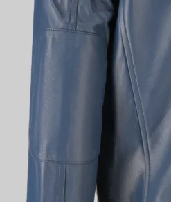 Greg Men's Blue Quilted Biker Leather Jacket-Generic