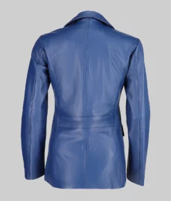 Jenna Women's Blue Leather Blazer-Generic
