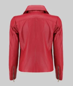 Jill Women's Red Moto Asymmetrical Double Rider Leather Jacket