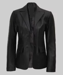 Nobody Wants This Kristen Bell Black Leather Blazer-Generic