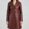 Roma Women's Brown Leather Trench Coat | Women's Brown Leather Trench Coat-4