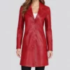 Roma Women's Red Trench Leather Coat-Front