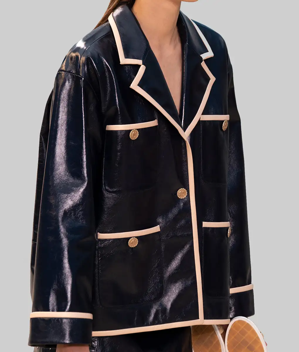 Rosie Perez Black Leather Jacket-Side View