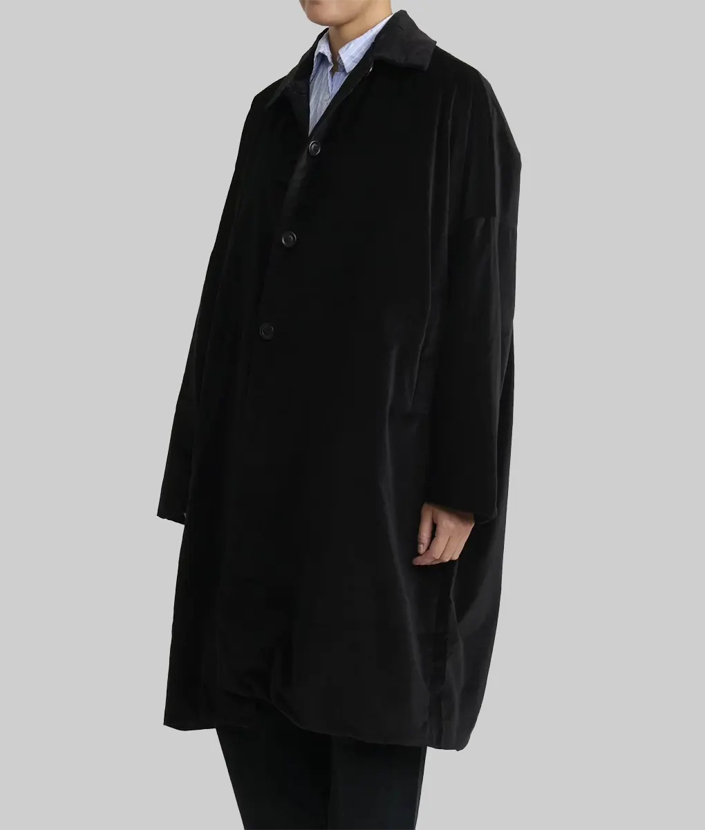 The Room Next Door Julianne Moore Big Blobby Black Coat-Side View
