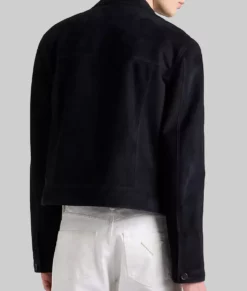Willem Dafoe Black Suede Jacket-Back View