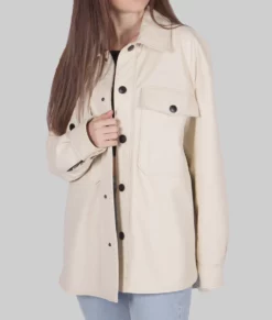 Angel Womens White Leather Jacket - Womens White Leather Jacket-3