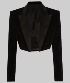 Aubrey Plaza Velvet Black Cropped Blazer-Generic
