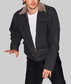 Austin Butler Charcoal Black Cotton Jacket-Front View