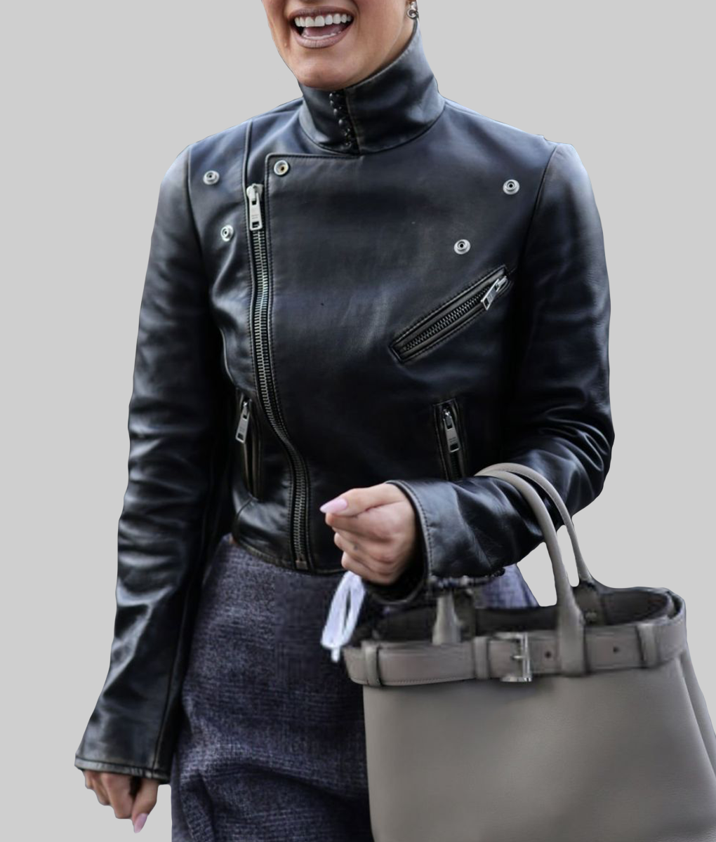 Charadace-シャルダス ボディスーツ ブラック Prada SS25 Fashion Show Charli D'Amelio Leather Jacket