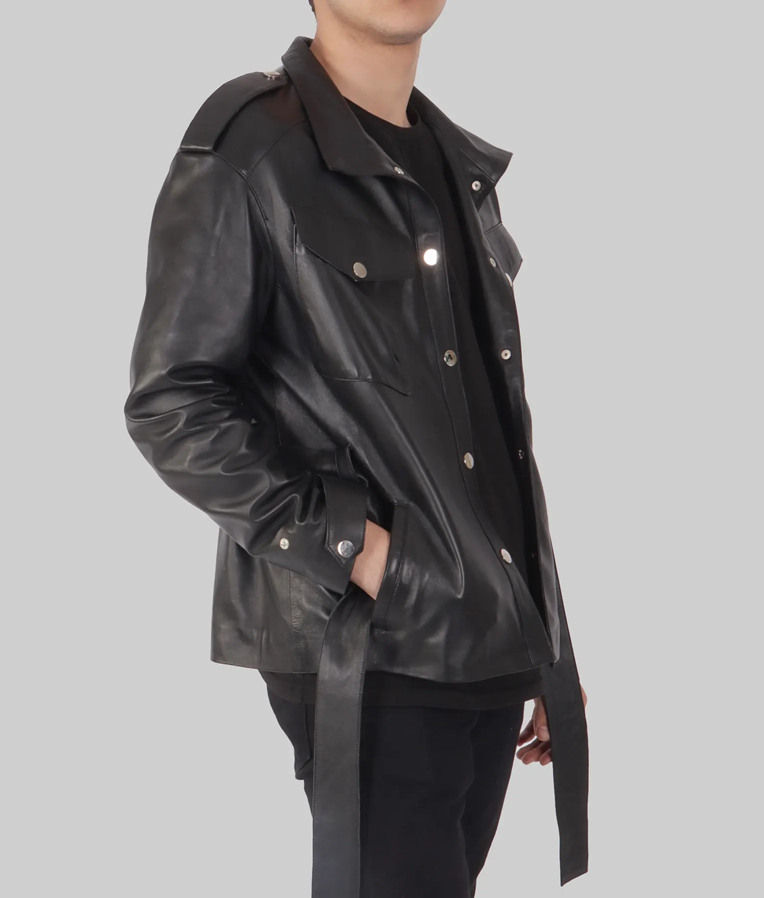 Christ Mens Black Leather Jacket - Mens Black Leather Jacket-3