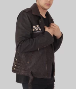 Chuck Mens Brown Distressed Biker Leather Jacket - Mens Distressed Biker Leather Jacket-1