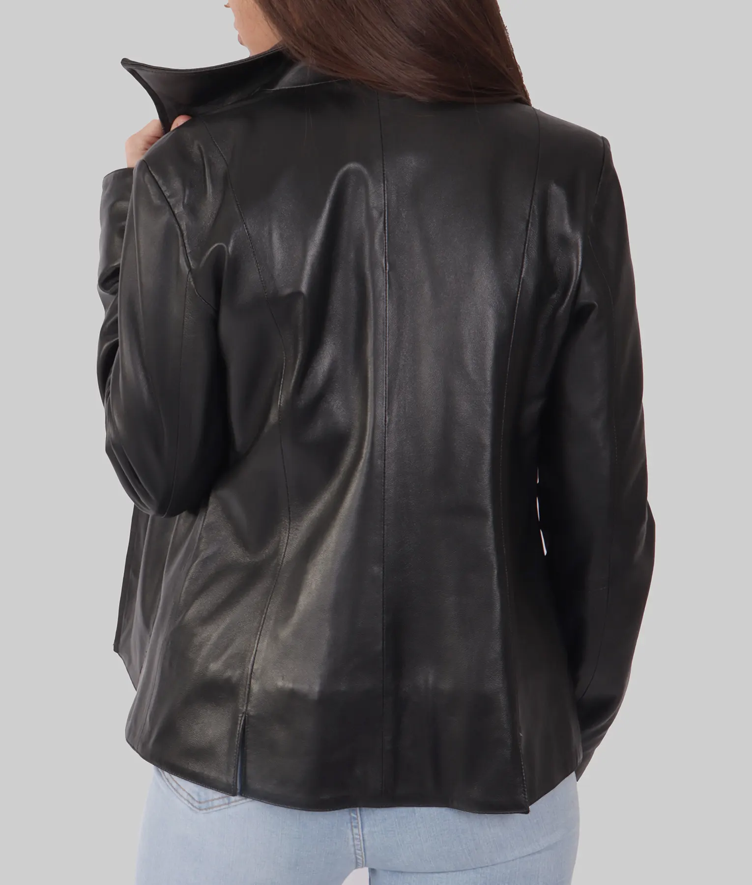 Ginna Womens Black Leather Jacket - Womens Black Leather Jacket-4