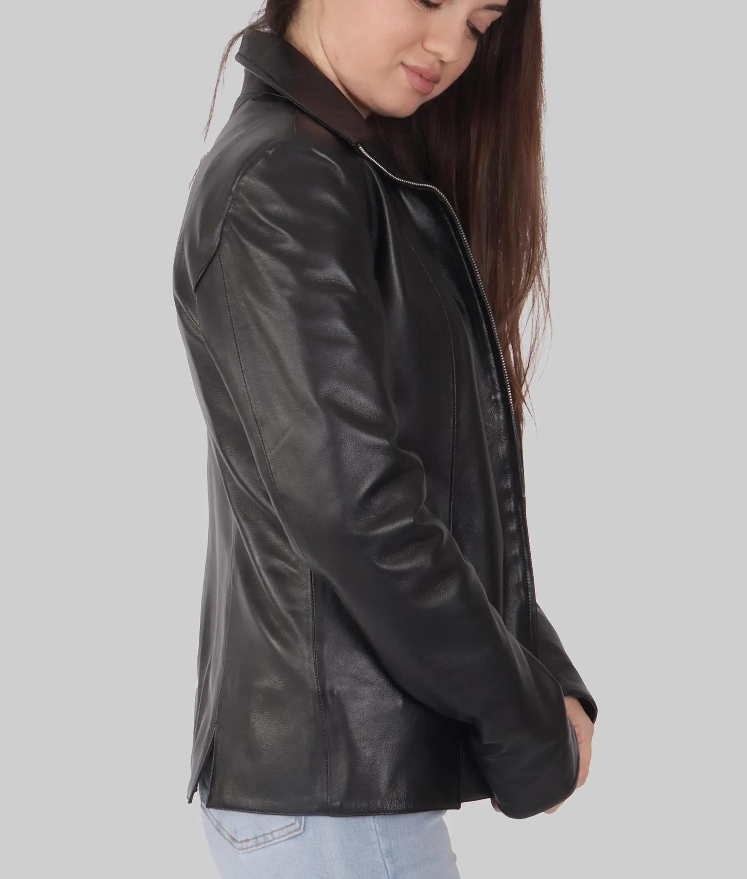 Ginna Womens Black Leather Jacket - Womens Black Leather Jacket-1