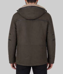 Greg Mens Brown Hooded Suede Jacket-Back