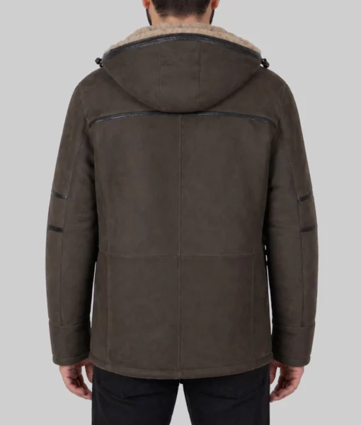 Greg Mens Brown Hooded Suede Jacket-Back