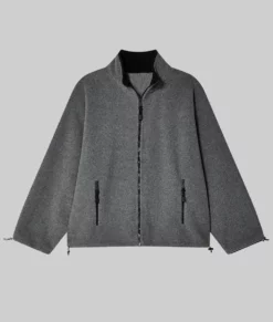 Hailey Bieber Grey Fleece Jacket-Generic