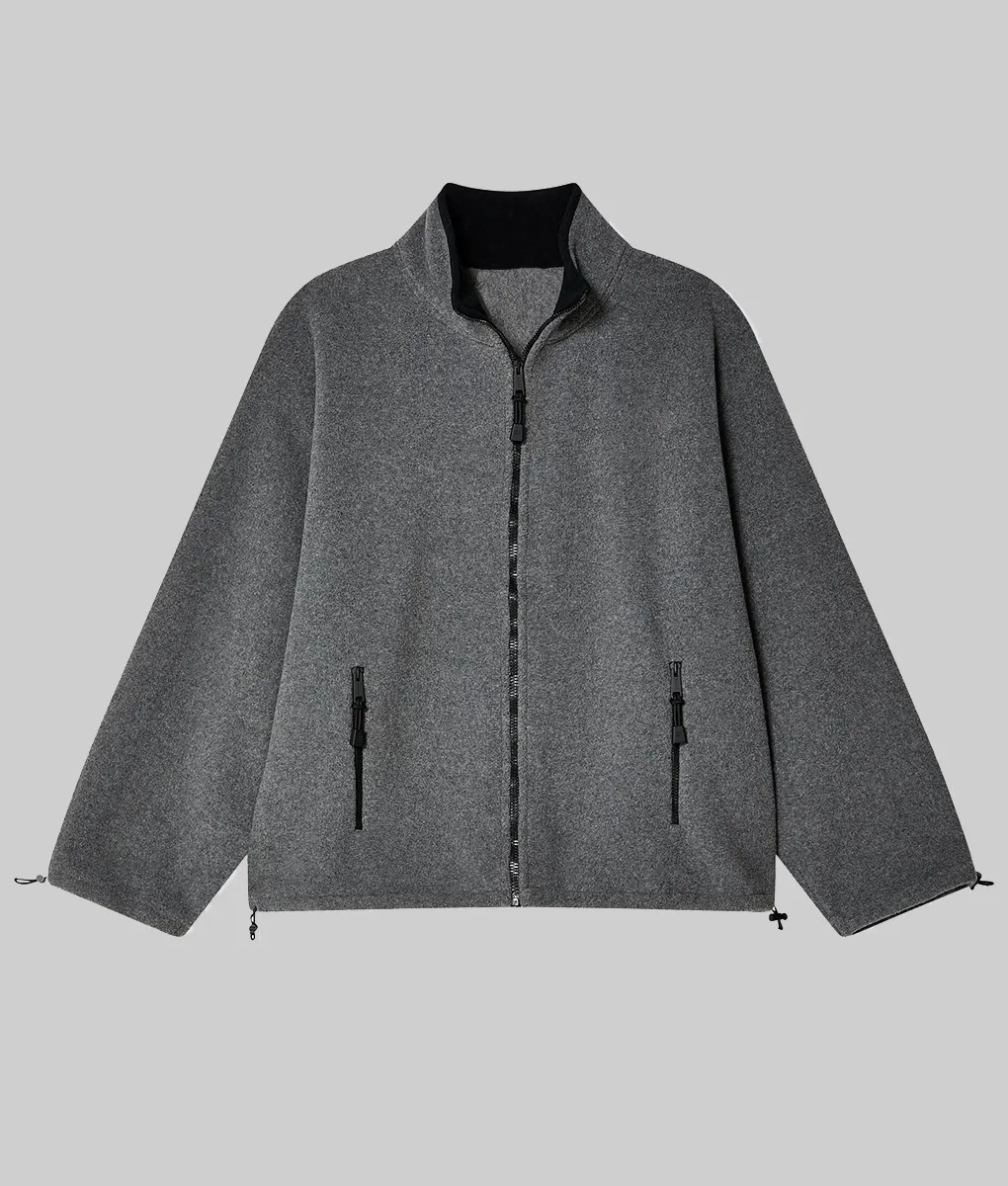 Hailey Bieber Grey Fleece Jacket-Generic