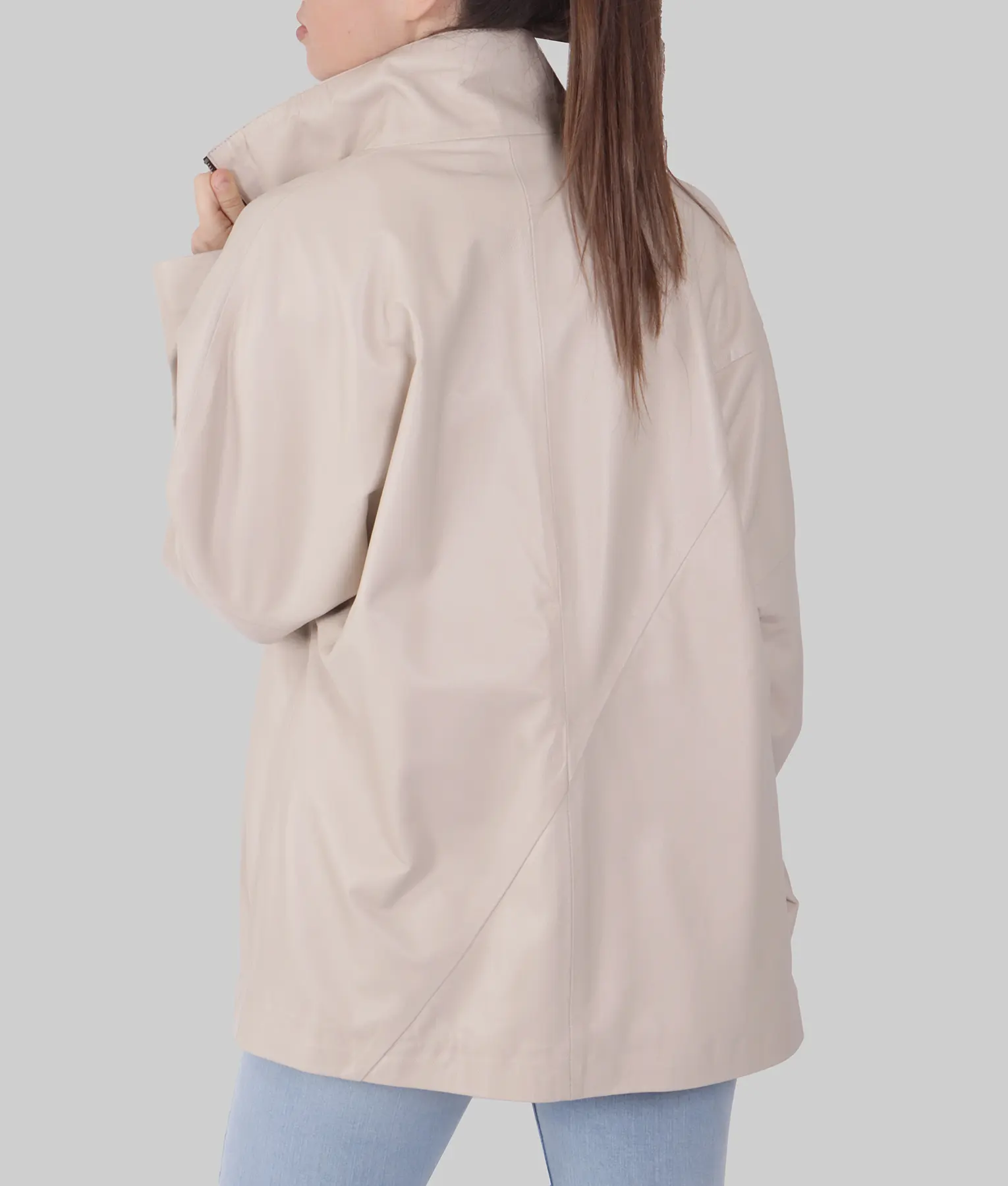 Hailey Womens White Leather Jacket - Womens White Leather Jacket-4