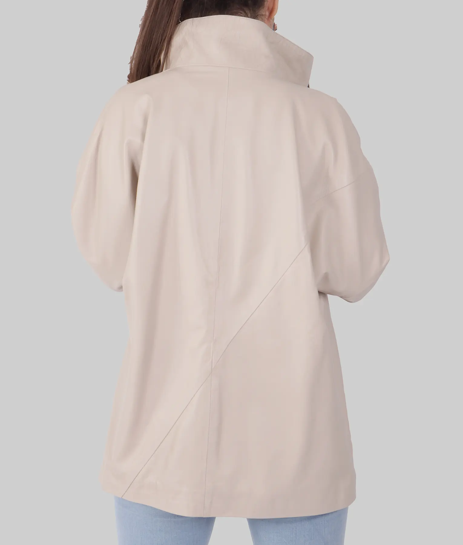 Hailey Womens White Leather Jacket - Womens White Leather Jacket-1