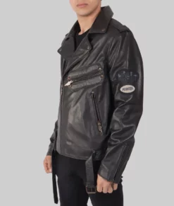 Joe Mens Brown Distressed Biker Leather Jacket - Biker Leather Jacket-1
