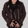 Kitts Mens Brown B-3 Bomber Leather Jacket - Mens Brown B-3 Bomber Leather Jacket-2
