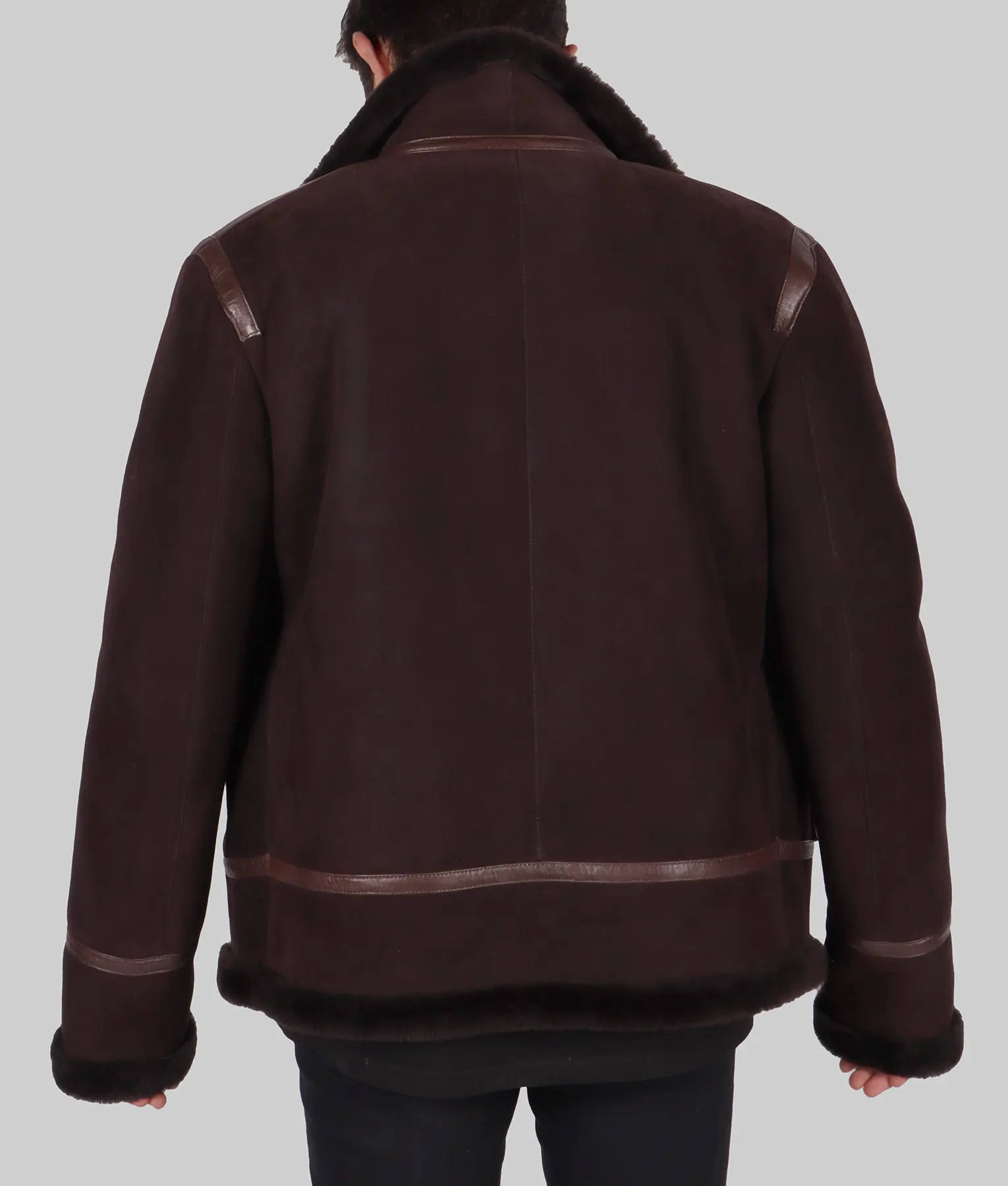 Kitts Mens Brown B-3 Bomber Leather Jacket - Mens Brown B-3 Bomber Leather Jacket-4